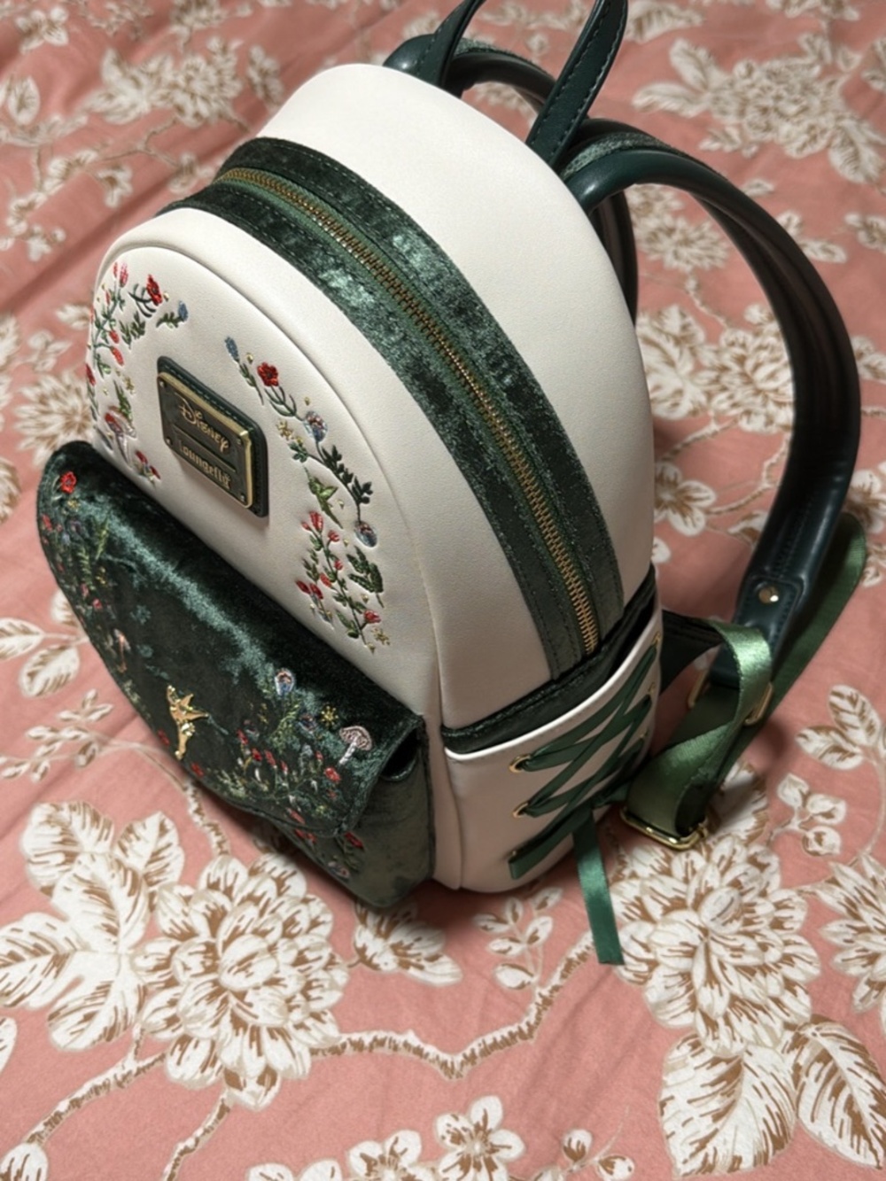 Loungefly Peter Pan Tinker Bell Exclusive Floral Mini Backpack - Picture 3 of 6